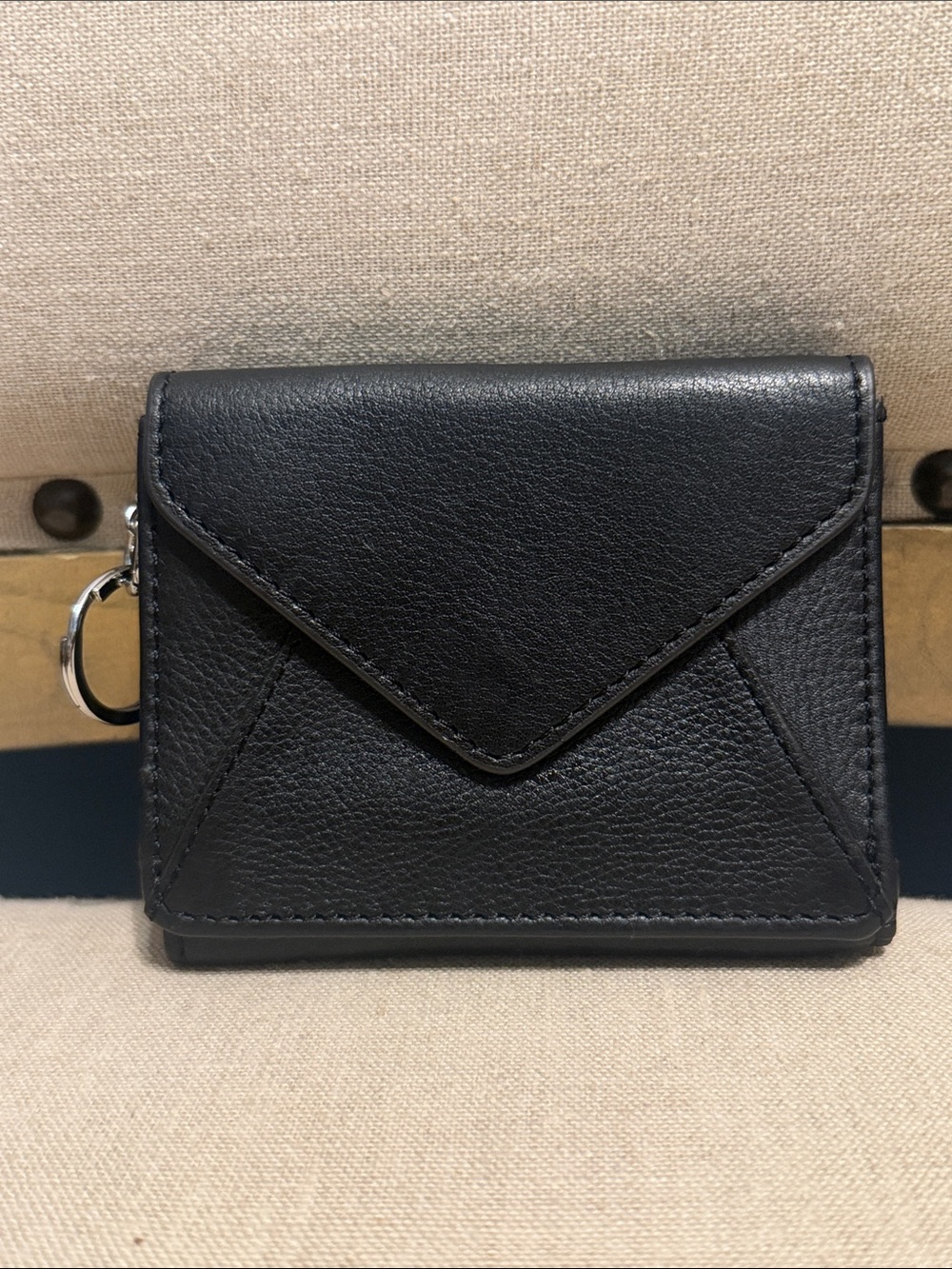 Aimee Kestenberg Black Envelope Genuine Leather Card Wallet